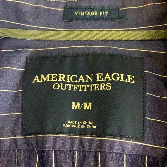 American Eagle Button Down Vintage Fit Top Blue & White Size: M - Picture 4 of 4